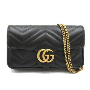 Gucci GG Marmont Chain Shoulder Bag Leather Black
